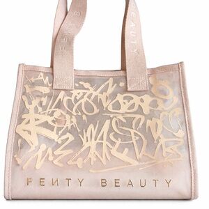 Fenty Beauty Graffiti Logo Mesh Tote Bag Pink Cosmetic Travel Bag
